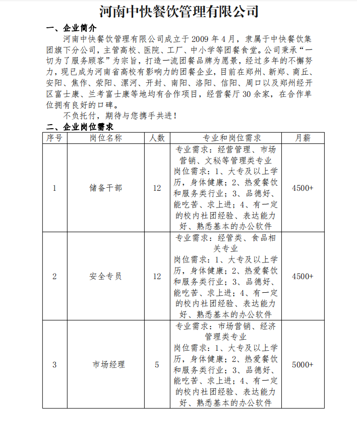 河南中快餐饮管理有限公司