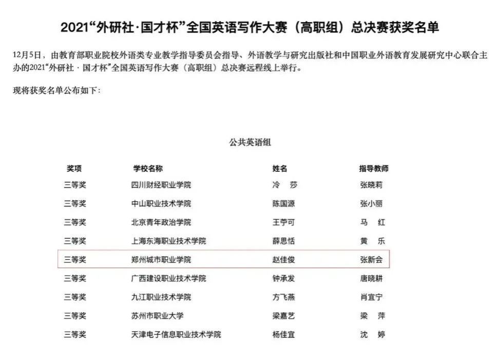 文化教育学院赵佳俊同学荣获三等奖佳绩